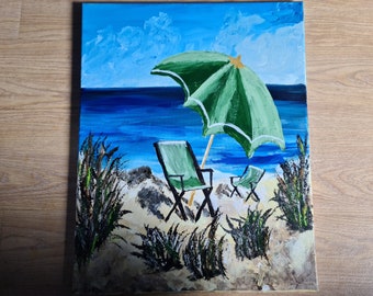 Afgelegen strand - acryl op doek