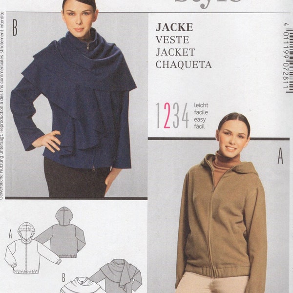 Misses Jacket with Hood or Scarf Burda Style Sewing Pattern 7281 sizes 10 12 14 16 18 20 22 UNCUT
