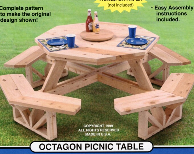 Octagon Picnic Table Woodworking Plan YF8 From the Winfield Collection Etsy