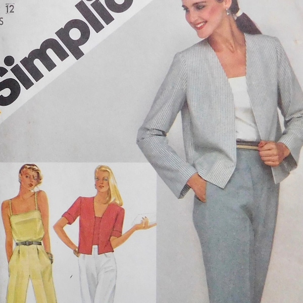 Misses Camisole, Tapered Pants, Unlined Jacket Simplicity Pattern 9944 size 12 UNCUT Vintage 1981