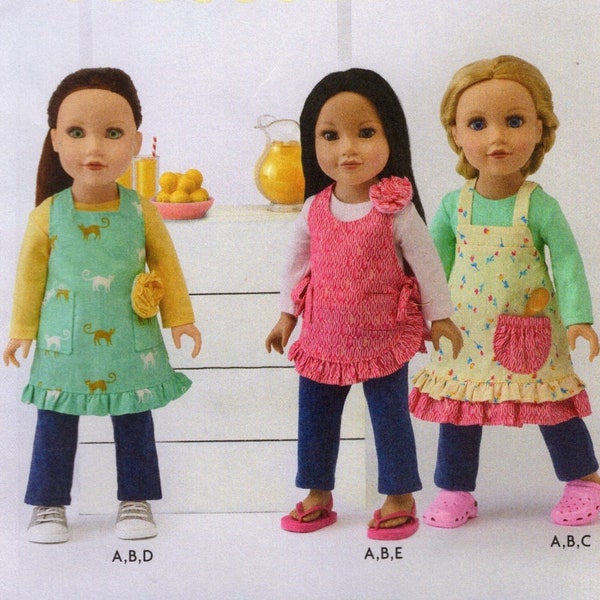 18 Inch Doll Clothes, Aprons, Top, and Leggings, Kwik Sew Pattern K4366 UNCUT