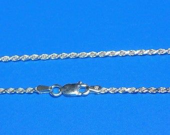 Sterling Silver 2mm Solid Rope Pendant Chain Jewelry Supply 18 20 24 30 36 inch