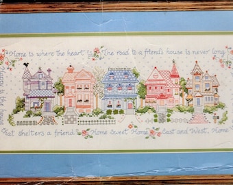 Home is Where the Heart Is, Stamped Cross Stitch Kit 40524 from Bucilla, designed by Linda Gillum