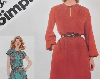 Misses Pullover Puffy Sleeve Dress Simplicity Jiffy Sewing Pattern 5195 UNCUT Vintage 1981