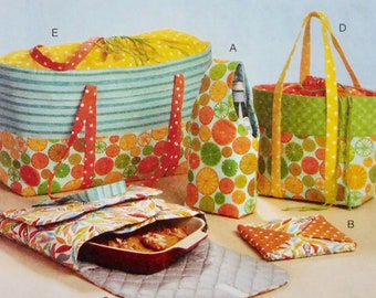 Picnic Totes, Food and Bottle Carriers, Hot Pad McCalls Sewing Pattern M6338 UNCUT