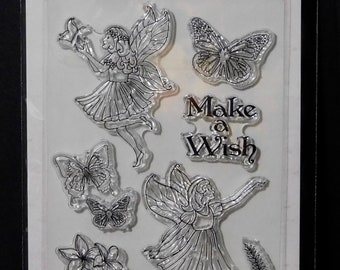 Fairly Tales Clear Stamps Dovecraft Premium Butterfly Fairy Make a Wish