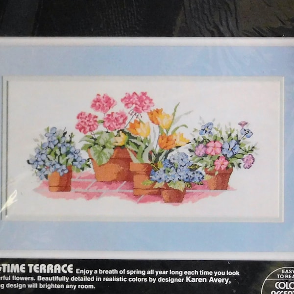 Springtime Terrace, Dimensions Counted Cross Stitch Embroidery Kit 3605, Karen Avery