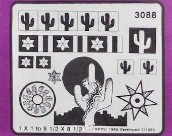 Cactus Southwest Motifs Hot Iron Transfer Pretty Punch 3088 Needlepoint, Fabric Painting, Embroidery