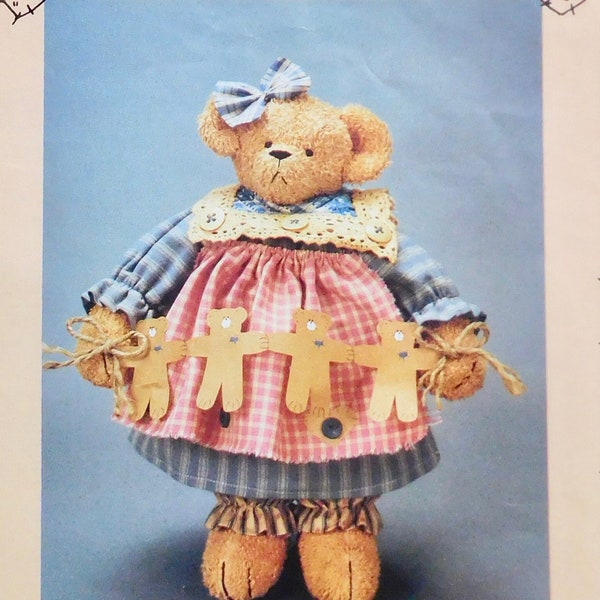 Teddy Tyme 12 inch Bear Soft Sculpture Pattern Homespun At Heart HS21  UNCUT