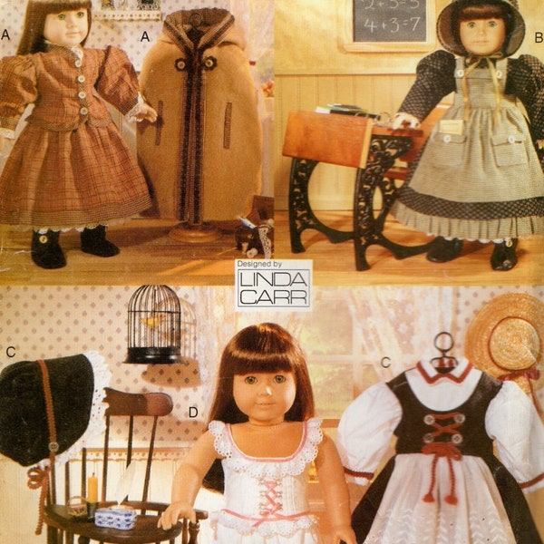 Early American Doll Outfits, Vogue Sewing Pattern 602 / 9641 Linda Carr UNCUT Vintage 1997