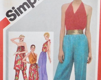 Misses Wrap Skirt in Two Lengths, Pull-On Pants, Halter Top Simplicity Pattern 5102 sizes 10 14 UNCUT