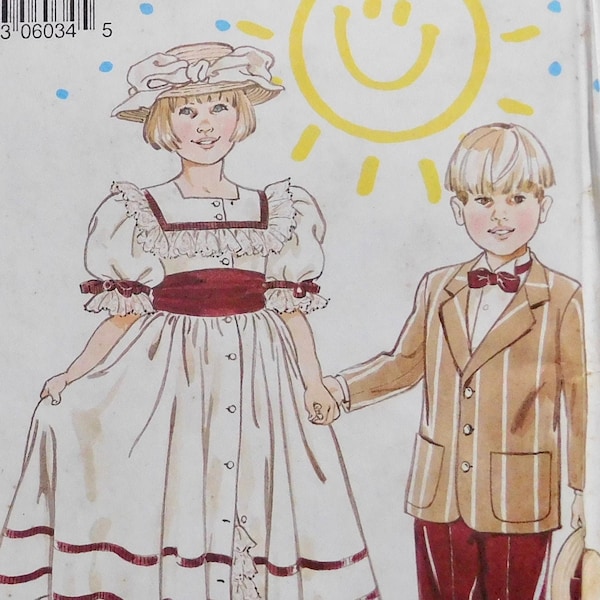 New Look Girl's, Dress Boy's Trousers, Jacket, Bow Tie Pattern 6034 sizes 3 to 8 UNCUT