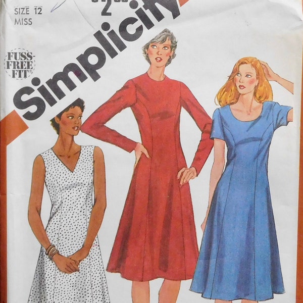 Misses Princess Seam Dress Neckline and Sleeve Options Simplicity Sewing Pattern 5164 and 5181 UNCUT Vintage 1981