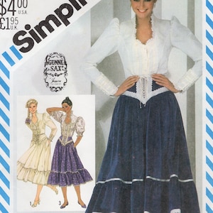 Misses Yoked Skirt and Fitted Blouse, Simplicity Sewing Pattern 5607 Gunne Sax Size 14 UNCUT Vintage 1982