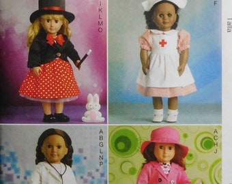 McCall's Crafts Doll Clothes Pattern M7031 Doctor Nurse Magician Detective 18 inch Dolls UNCUT