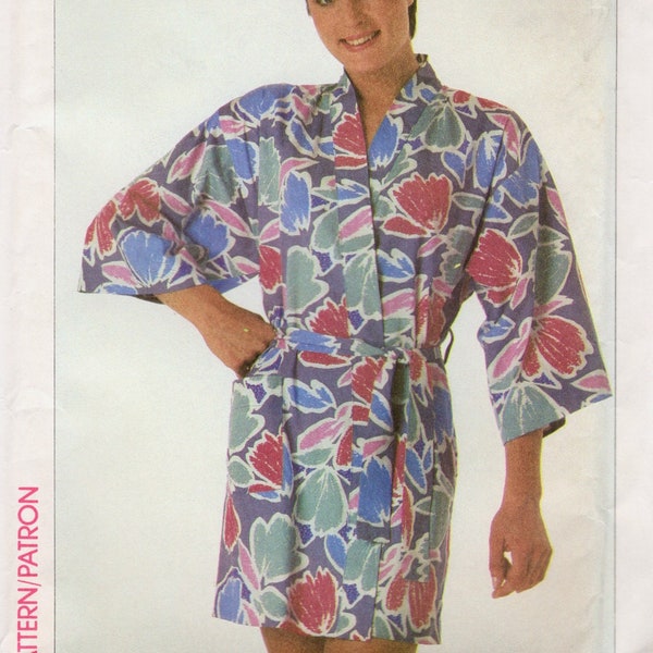 Short Kimono Wrap Robe, Easy Simplicity Jiffy Sewing Pattern 0017, All Sizes UNCUT Vintage 1985