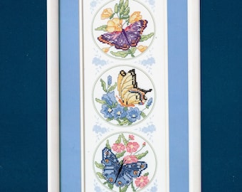 Butterfly Trio, Stamped Cross Stitch Kit 13035 from Sunset, designed by Cynthia Lee