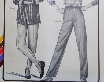 Stretch & Sew Ann Person Sewing Pattern 719 Pull-on Straight Leg and Stirrup Pants Hip Sizes 32 to 48 Partially Cut Complete