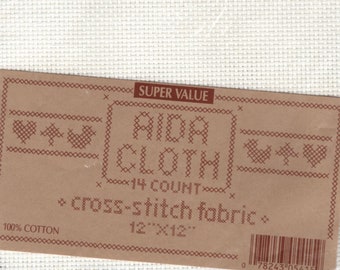 Super Value 14 Count Aida Cross Stitch Fabric 12" x 12" Off-White 100% Cotton