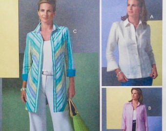 Misses Fitted Shirt in 2 Lengths McCalls Sewing Pattern M4780 sizes 10 12 14 16 Sew News UNCUT 2005