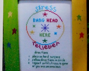 Stress Reliever Cross Stitch Chart from Poppy Kreations