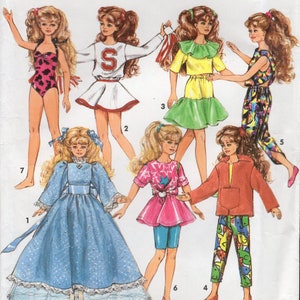 10" Doll Clothes Simplicity Pattern 7600, Skipper, Courtney Doll Wardrobe Vintage 1991 UNCUT