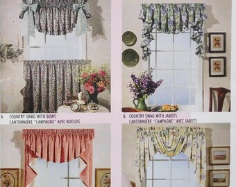 Home Decorating Pattern Swag  Jabot CUT-McCalls 8374 Home Dec A Sec Dated 1996 Double or Triple Swag SwagJabot wcontrast Band