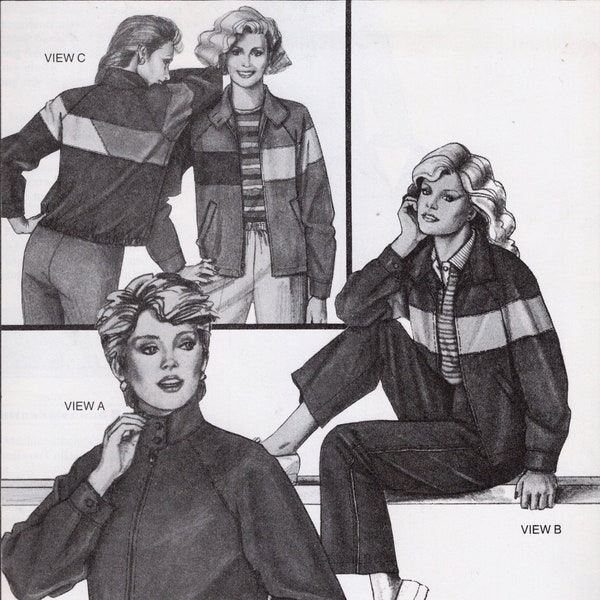 Stretch & Sew Ann Person Sewing Pattern 1019 Sporty Jacket, Bust Sizes 30 32 34 36 38 40 42 44 46