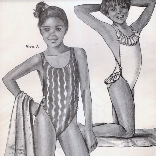 Stretch & Sew Ann Person Sewing Pattern 1260 Girls Maillot with High-Cut Legs, Chest Sizes 21 23 25 27 29 31
