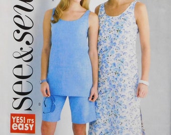 Easy Misses A-line Dress, Top, Shorts Butterick See & Sew Pattern B4167 sizes L XL UNCUT