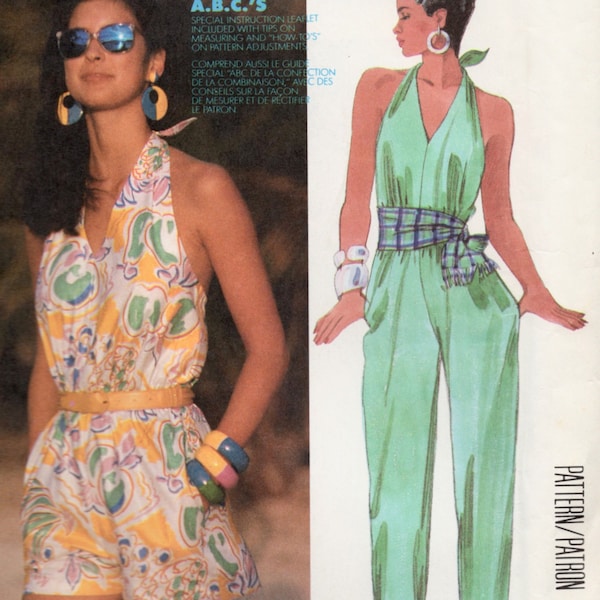 Misses Halter Jumpsuit and Romper McCalls Sewing Pattern 2534 size 12 UNCUT Vintage 1986