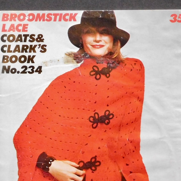 Broomstick Lace Crochet Patterns Coats & Clarks Book 234 Vintage 1974