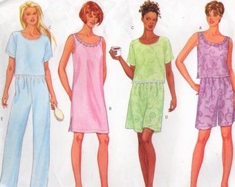 Misses Sleepwear Pants, Top, Shorts, Nightshirt, Butterick Sewing Pattern 6094 sizes 14 16 18  UNCUT Fast & East