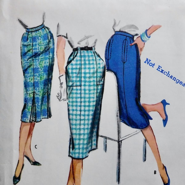 Misses Wiggle Skirts Pencil Skirts McCalls Sewing Pattern 4607 Waist 26 28 Vintage 1958 Cut Complete