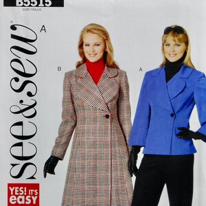 Easy Misses Lined Coats in 2 Lengths Butterick See & Sew Pattern B54515 UNCUT