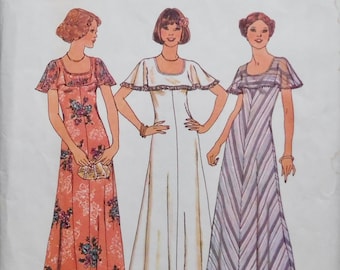 Misses Cape Collar Bias Maxi Dress Simplicity Pattern 7434 sizes 12 14 Vintage 1976