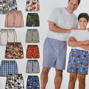 Big & Tall Men's and Husky Boy's Boxer Shorts Easy 1 Hour Pattern Simplicity 4758 sizes Boys S M L Mens 1X 2X 3X 4X 5X  UNCUT