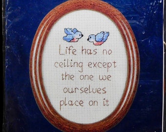 Life Has No Ceiling Counted Cross Stitch Kit CK275 Dale Burdett 1986 Bluebirds Oval Frame