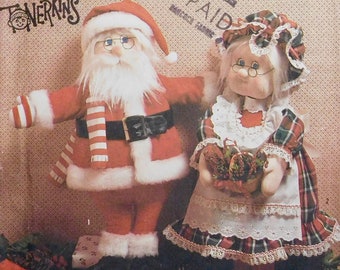 Mr and Mrs Santa Claus Dolls Simplicity Sewing Pattern 7067 UNCUT Tonerkins Vintage 1985