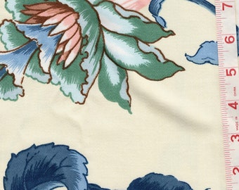 Cohama VAT Screen Fabric "Belvedere" Green, Blue, Pink Floral on Cream, 3.65 Yards, Scotchguard