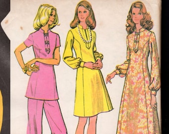 Misses Dress or Tunic and Pants McCalls Sewing Pattern 3534 Size 12 Vintage 1973 UNCUT