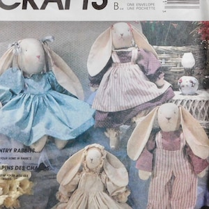 McCall's Crafts Country Rabbits by Faye Wine Sewing Pattern 3760 UNCUT Stuffed Bunny Dolls image 1