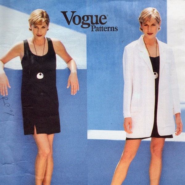 Sleeveless Dress with Jacket, Vogue Sewing Pattern 1569 sizes 14 16 18 UNCUT Donna Karan New York