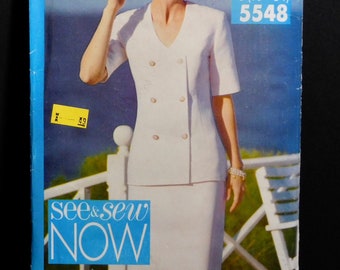 Misses Button Front Top and Skirt Butterick See & Sew Pattern 5548 sizes 16 18 20 22 24 UNCUT