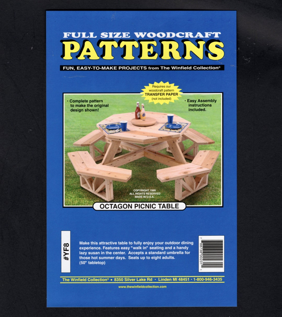 Octagon Picnic Table Woodworking Plan YF8 From the Winfield Etsy