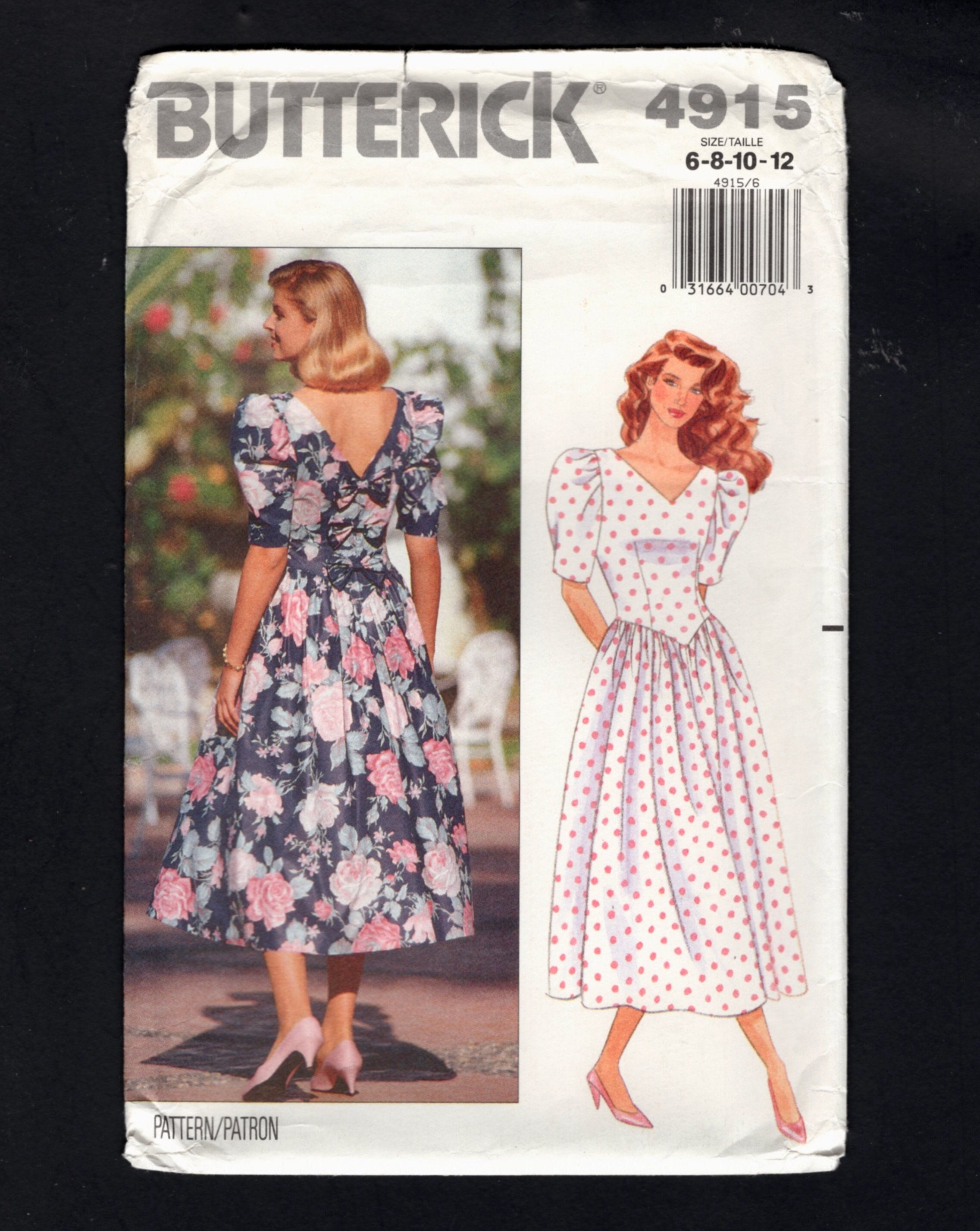 1990s Misses Cocktail Dress McCalls 6295 Vintage Sewing Pattern Size 10 -  12 - 14 Bust 32 1/2 - 34 - 36 UNCUT