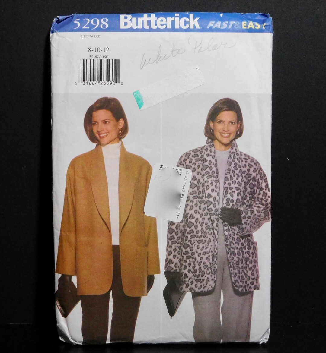 Misses Loose Fitting Jacket Butterick Sewing Pattern 5298 Fast - Etsy
