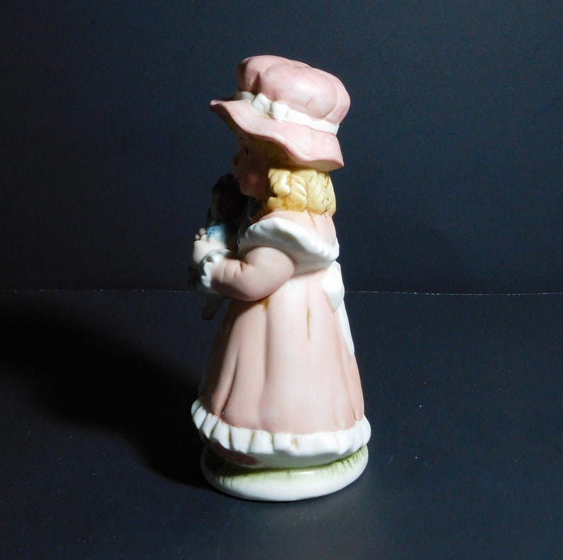 HOMCO Porcelain Victorian Girl Pink Dress Holding Doll - Etsy