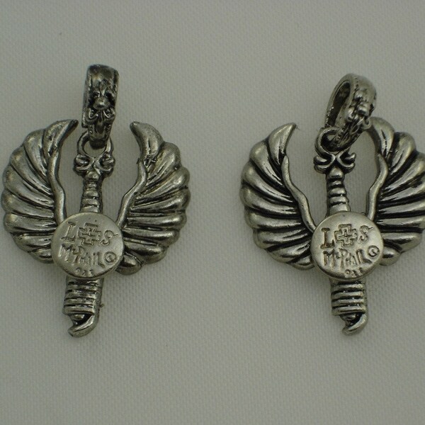 Lot of 2 Large Winged Scepter Pendants