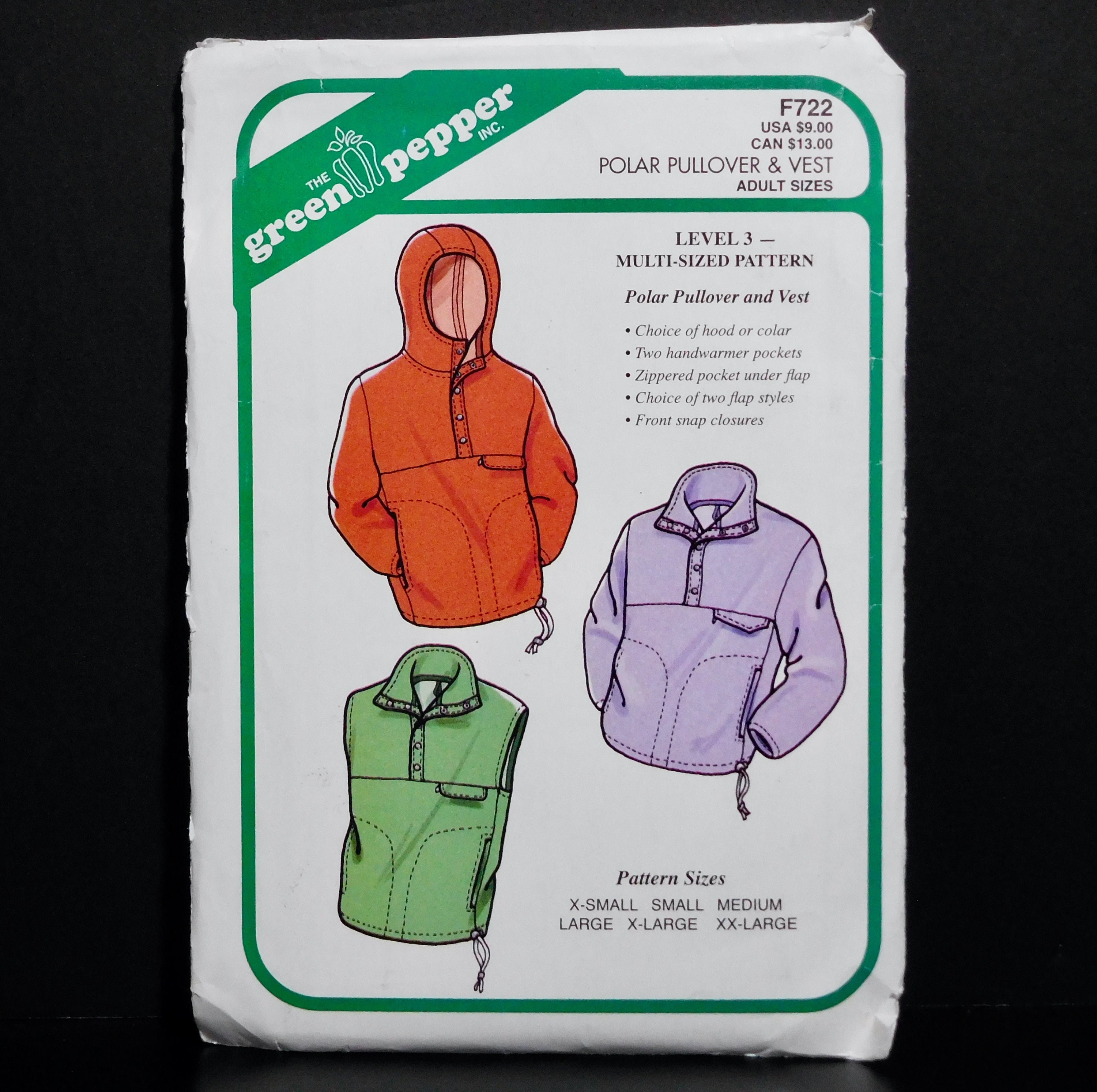 Unisex Polar Pullover Jacket and Vest Green Pepper Pattern - Etsy Finland